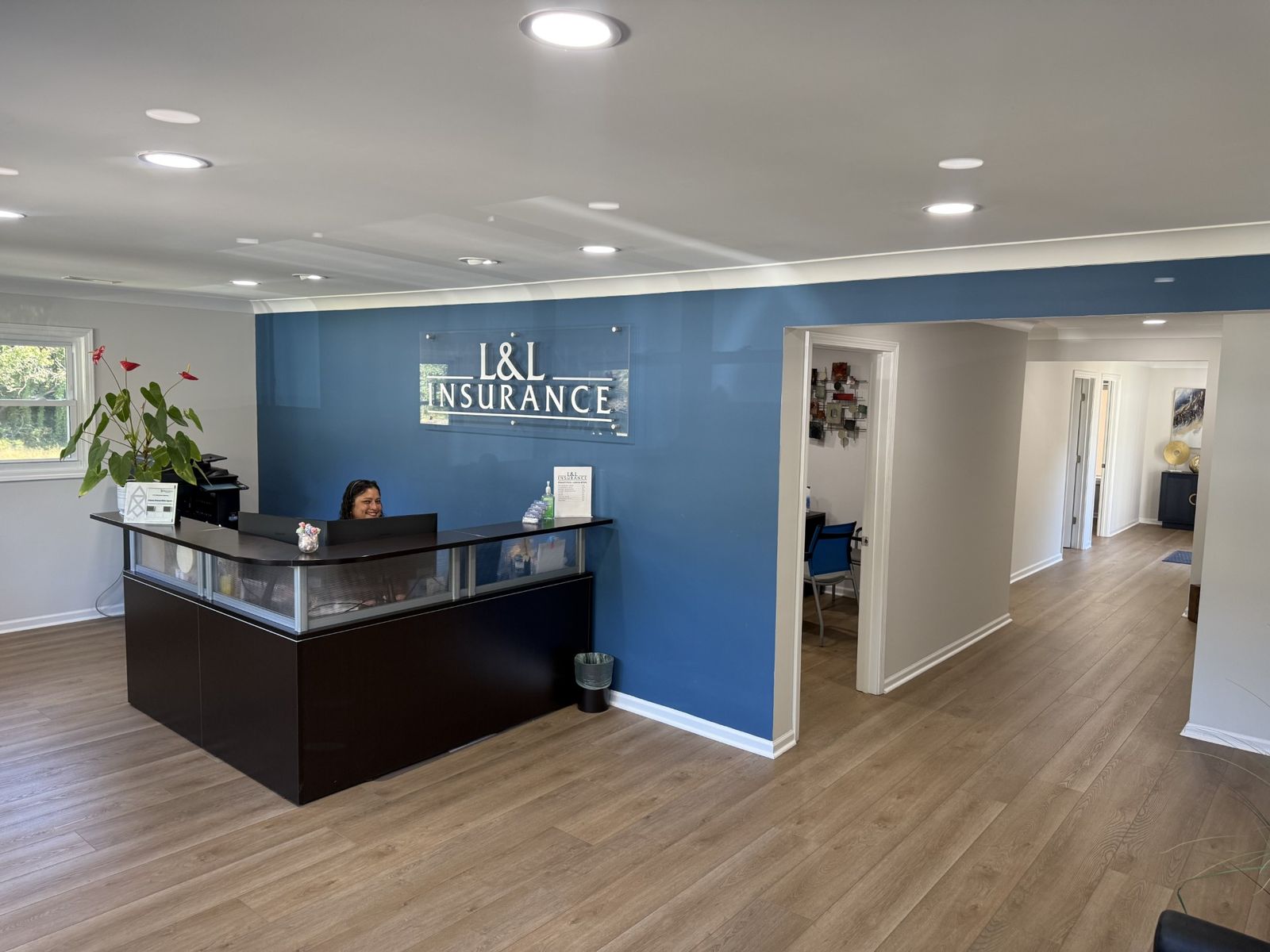 Reception area of the L&L Insurance office in Lincolnton